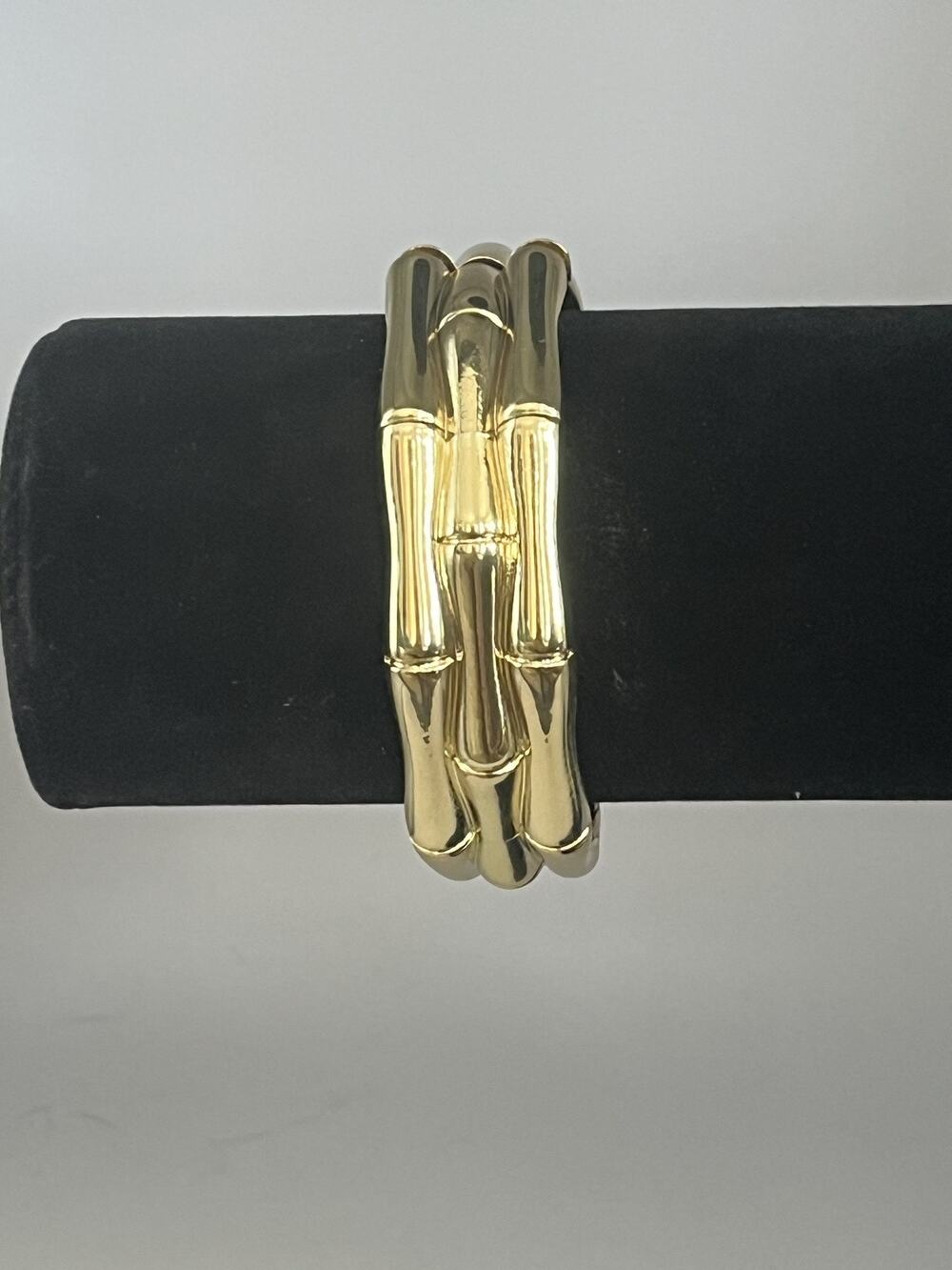 Fornash Signed Gold-toned Hinged Bamboo Bracelet